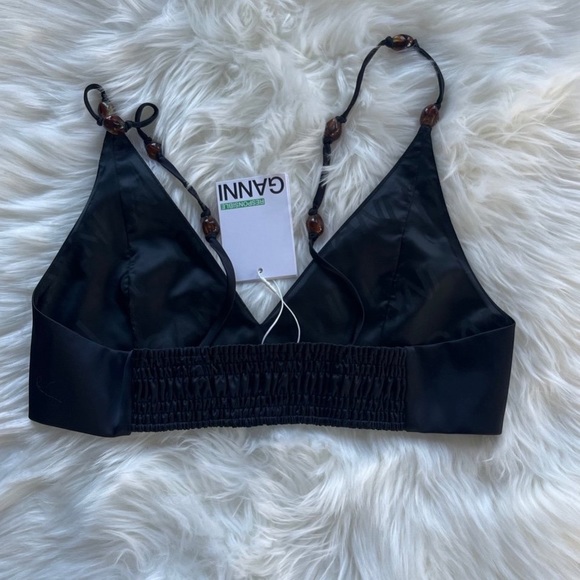 GANNI Bead-embellished shirred satin bra top - Picture 7 of 8